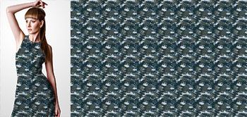 27004v Materiał ze wzorem motyw moro (kamuflaż) w odcieniach niebieskiego i czerni